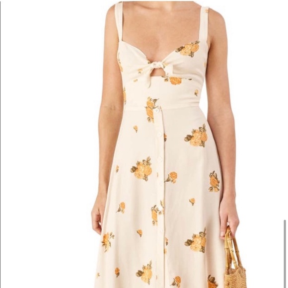 Reformation Yellow Frankfort Tie Midi Floral Sundress - size 4 - Picture 7 of 9